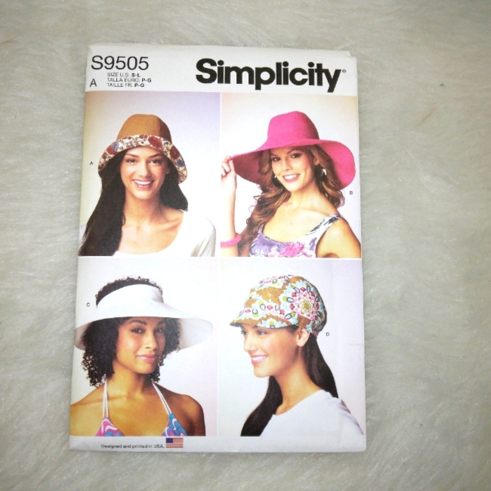 SIMPLICITY S9505 SZ S-M-L Misses hat in 4 styles. An EASY Sew!